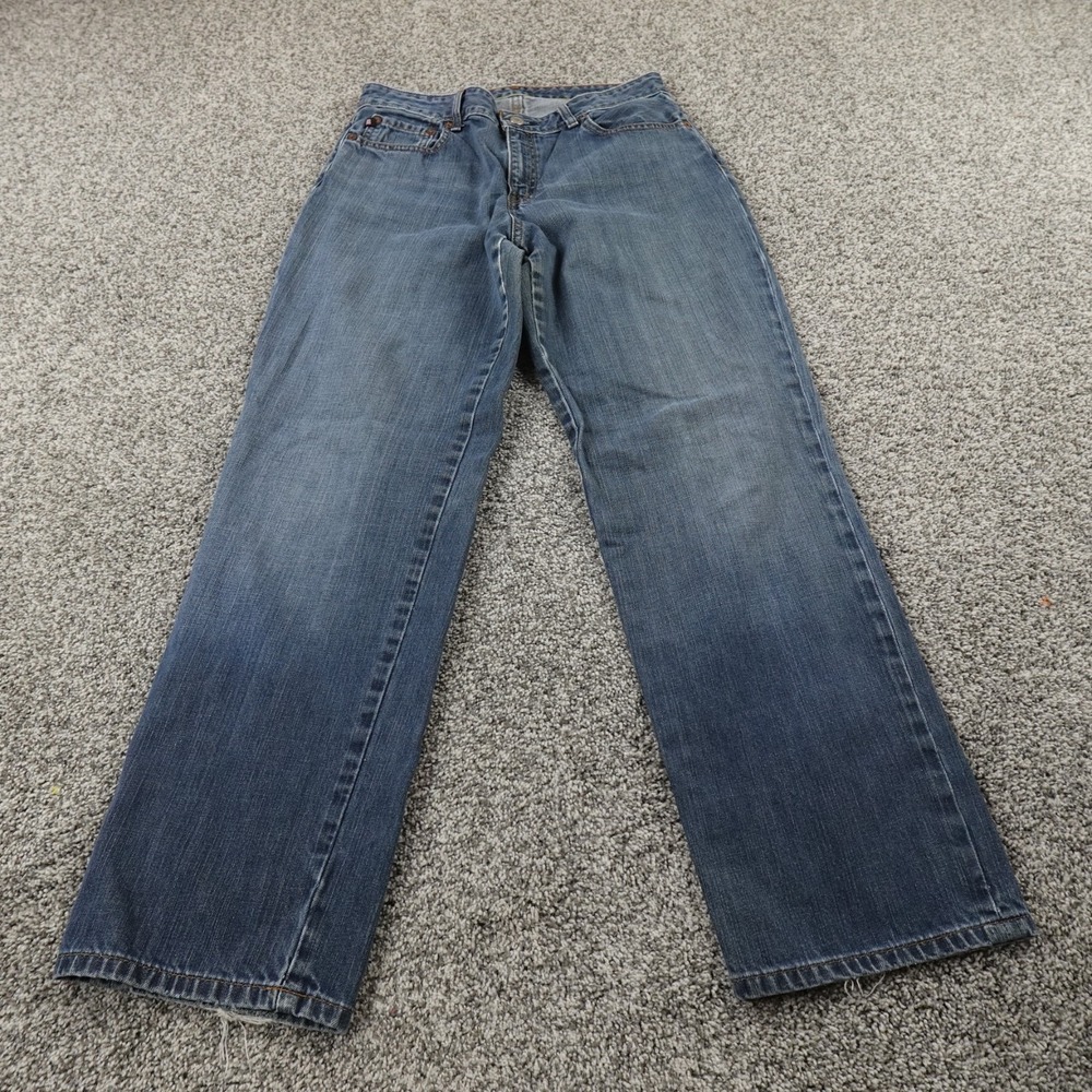 VTG Ralph Lauren Jeans Womens 8 Dark Blue Denim Pants Mid Rise Straight Fade Y2K